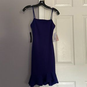 NWT Sunset+Spring Ruffle-Hem Body-Con Blue Dress